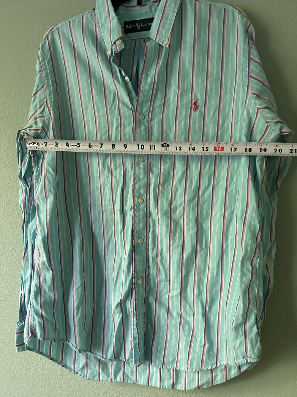 Polo Ralph Lauren Blue And Pink Striped Long Sleeve Button Up Shirt Size L - Picture 7 of 9